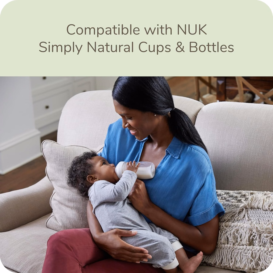 NUK Simply Natural Babyflaschensauger – Mittlerer Durchfluss, Silikon, extra weich, Anti-Kolik-Luftsystem, BPA-frei, 2er-Pack: Baby