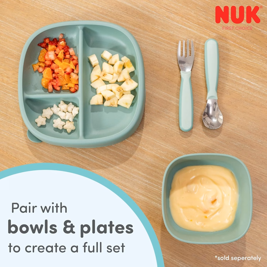 NUK Kinderbesteck, Gabeln, robuster Edelstahl, BPA- und latexfrei, ab 18 Monaten, 3er-Pack: Baby