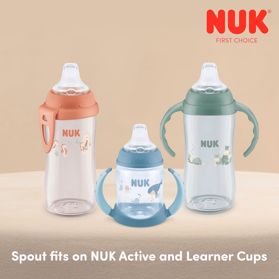 NUK Ersatz-Silikon-Trinktülle für ausgewählte NUK Becher, auslaufsicher, weich, spülmaschinenfest, BPA-frei, transparent, 3er-Pack: Baby