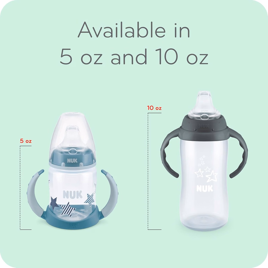 NUK Trinklernbecher, 295 ml, Tritan Grau Stern – BPA-frei, auslaufsicherer Trinklernbecher: Baby