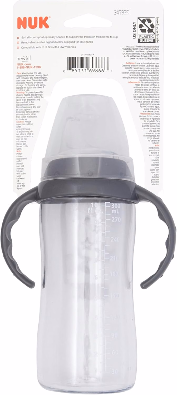NUK Trinklernbecher, 295 ml, Tritan Grau Stern – BPA-frei, auslaufsicherer Trinklernbecher: Baby