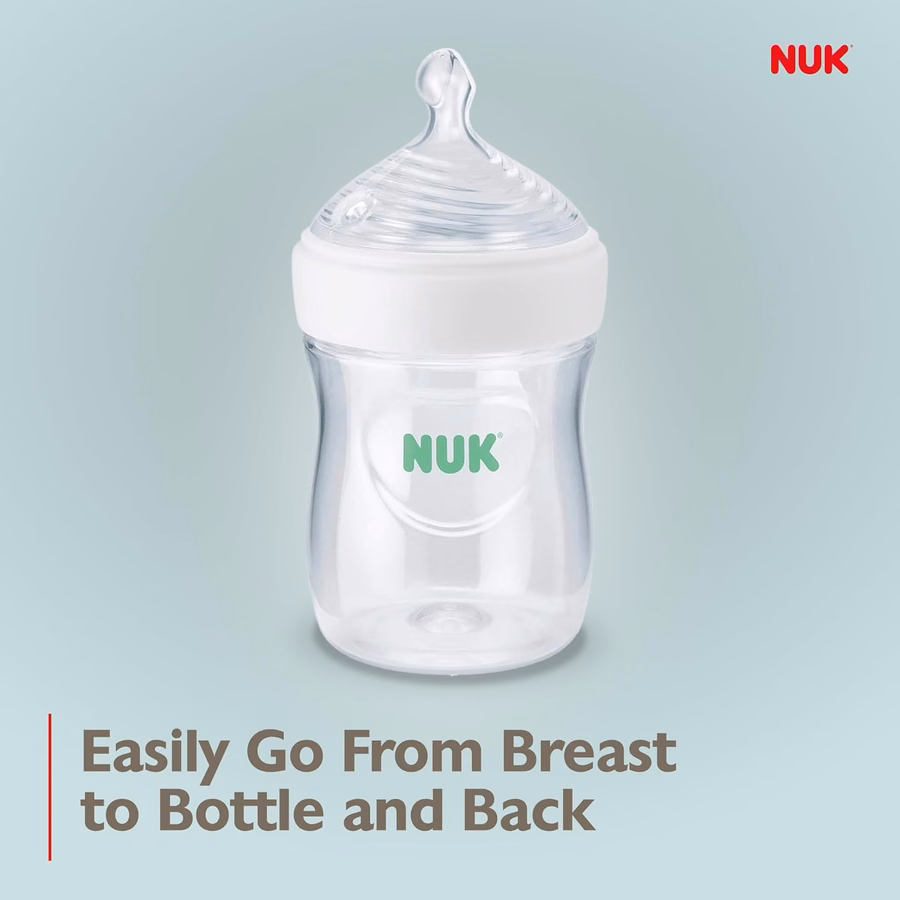 NUK Simply Natural Babyflasche mit SafeTemp, 150 ml, 4er-Pack: Baby
