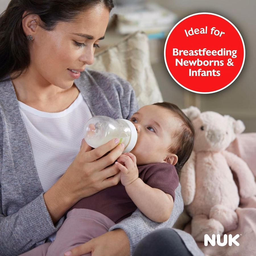 NUK Simply Natural Babyflasche mit SafeTemp, 150 ml, 4er-Pack: Baby