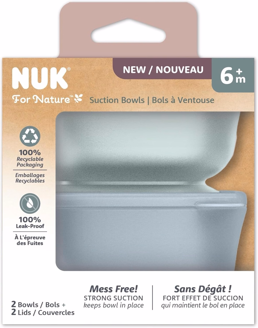 NUK for Nature Saugnapf mit Deckel, auslaufsicherer Deckel, mikrowellen-, gefrier- und spülmaschinengeeignet (oberer Korb), BPA-frei: Baby