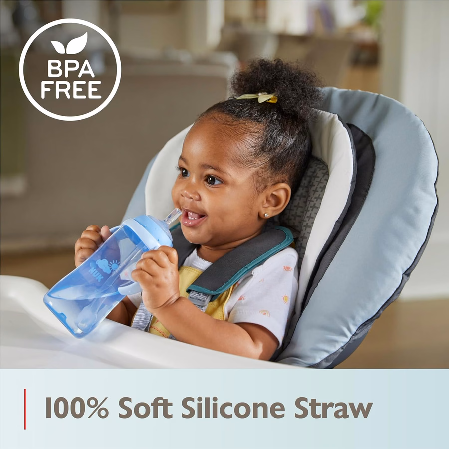 NUK Trinklernbecher mit Strohhalm, 295 ml – Kleinkinderbecher mit weichem Strohhalm für einfaches Trinken, geeignet ab 8 Monaten: Baby