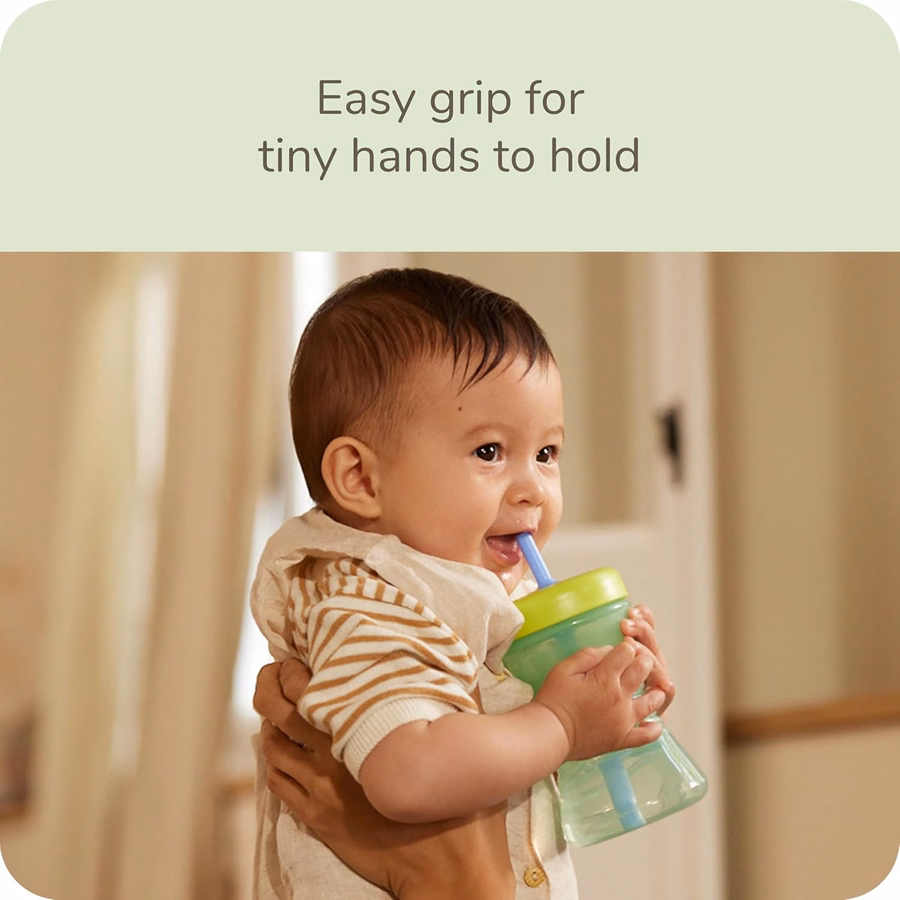NUK Fun Grip Trinkbecher mit Strohhalm, 3er-Pack – Trinklernbecher mit Strohhalm für Kleinkinder ab 8 Monaten: Baby