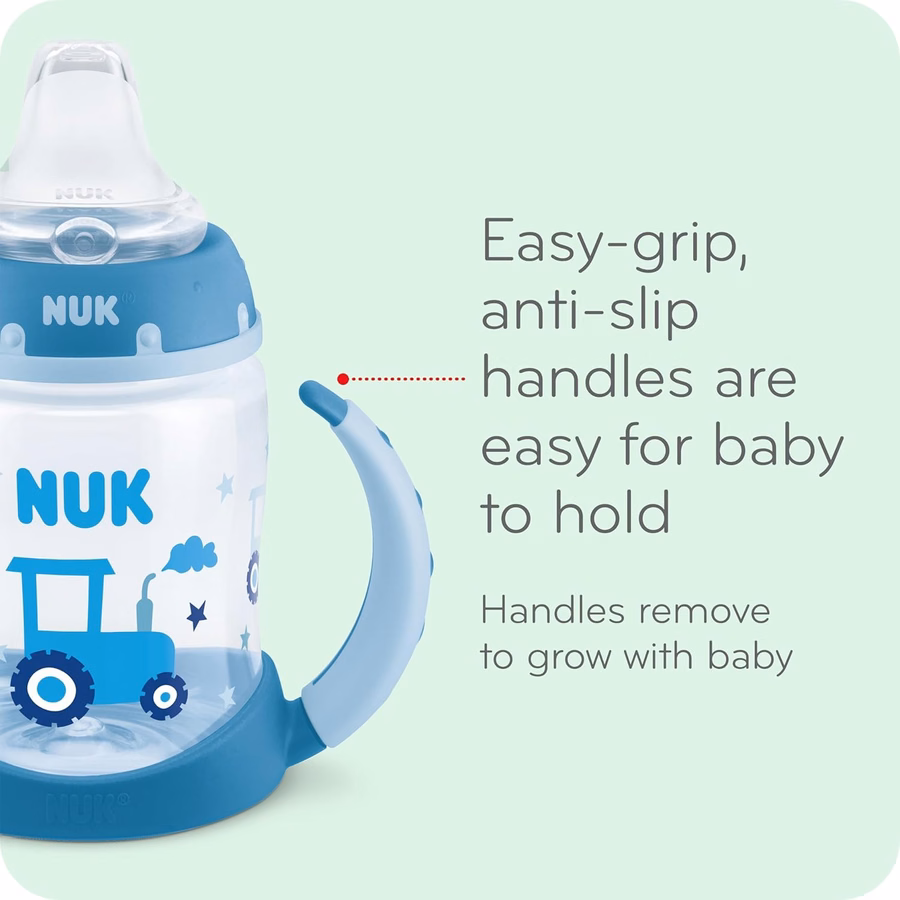NUK Trinklernbecher, 284 ml, 2er-Pack, Minnie Maus – Weicher Trinkaufsatz, griffige Henkel, BPA-frei, auslaufsicherer Übergangsbecher: Baby