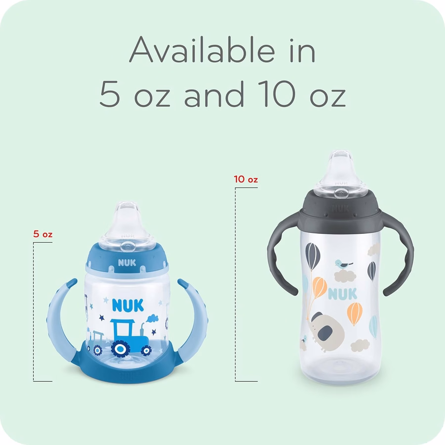 NUK Trinklernbecher, 284 ml, 2er-Pack, Minnie Maus – Weicher Trinkaufsatz, griffige Henkel, BPA-frei, auslaufsicherer Übergangsbecher: Baby