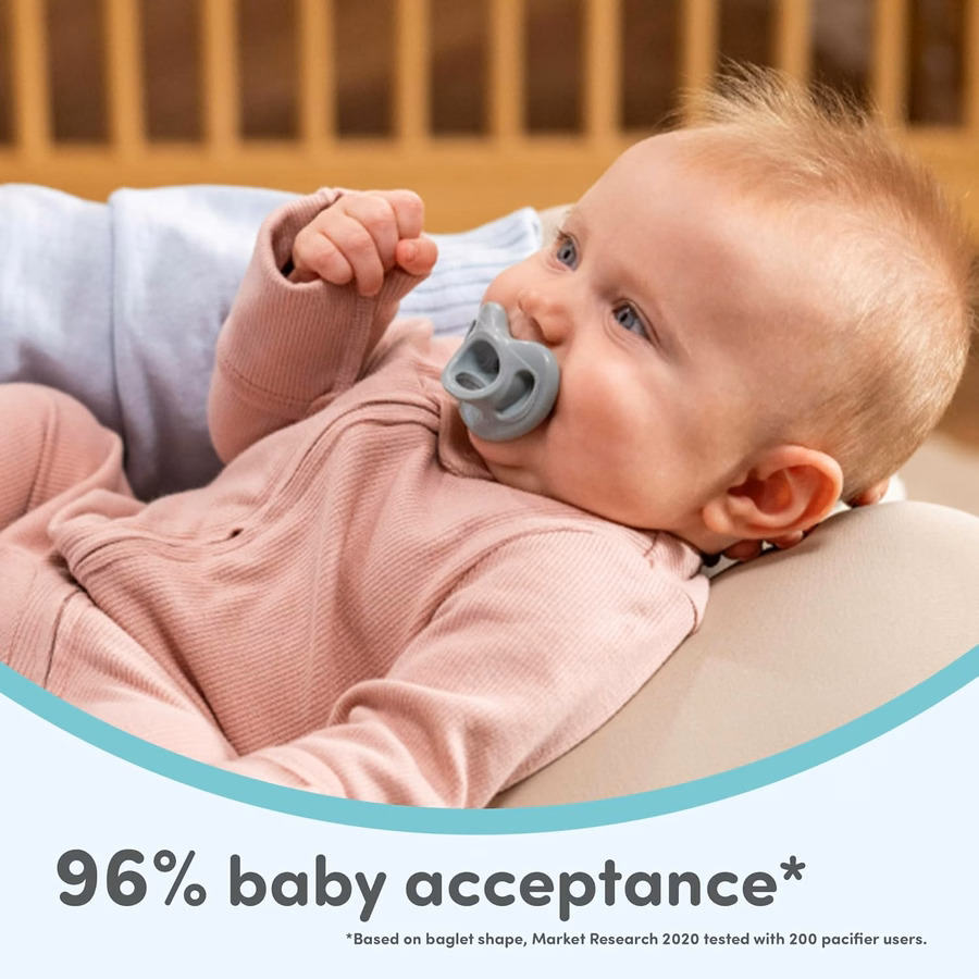 NUK Komfort-Schnuller aus 100 % Silikon, kiefergerecht, 0–6 Monate, neutrales Design, zeitlose Kollektion, 5 Stück: Baby