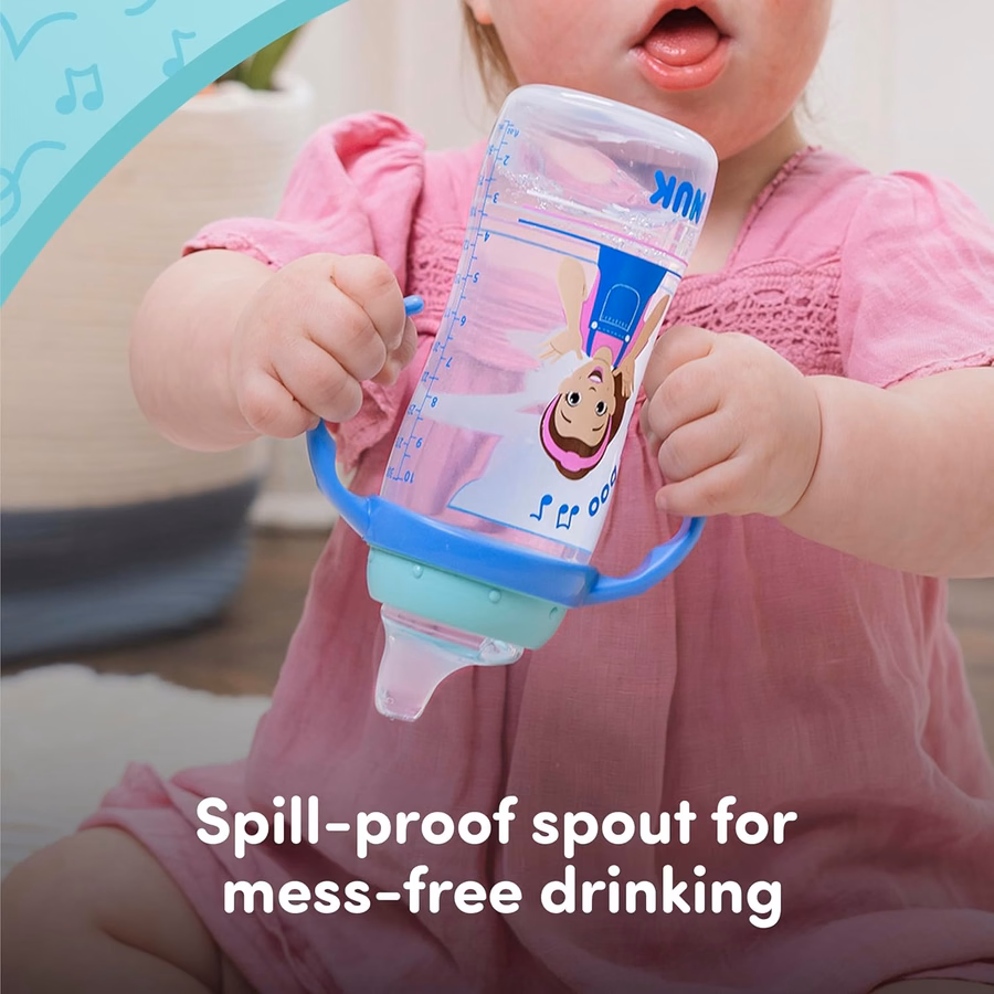 NUK Lernbecher, Ms. Rachel, 295 ml, ab 8 Monaten, 2er-Pack – Weicher Trinkaufsatz, griffige Henkel, BPA-frei, auslaufsicherer Übergangsbecher: Baby