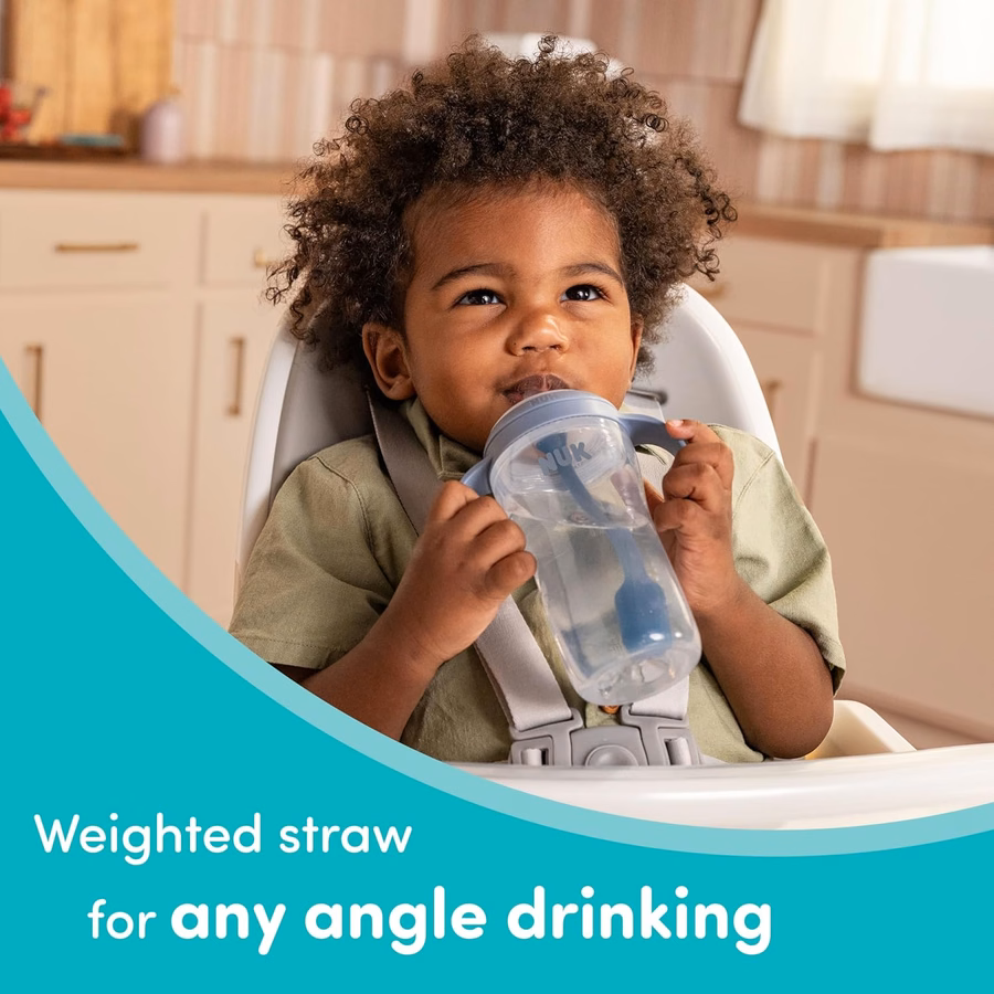 NUK Perfect Match Trinklernbecher mit Strohhalm, 148 ml, 2er-Pack – Weicher Strohhalm, griffige Henkel, BPA-frei, auslaufsicherer Übergangsbecher: Bürobedarf