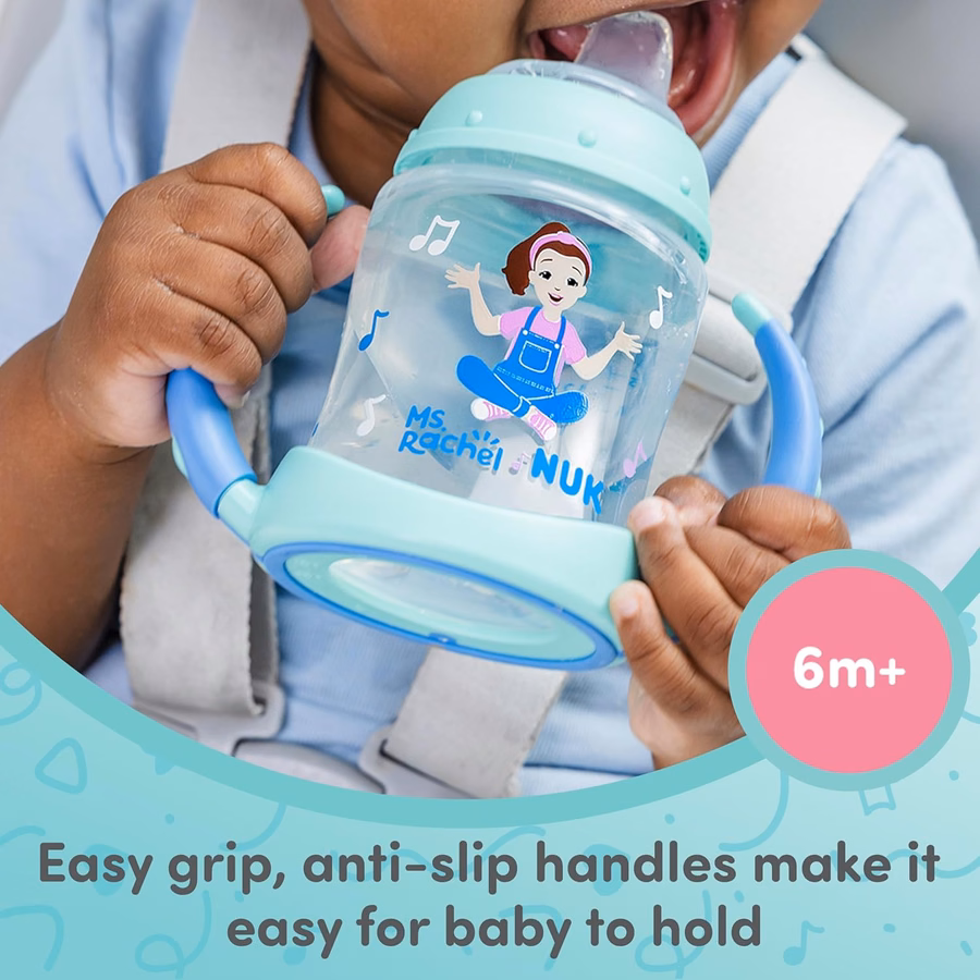 NUK Trinklernbecher, Ms. Rachel, 148 ml, ab 6 Monaten, 2er-Pack – Weicher Trinkaufsatz, griffige Henkel, BPA-frei, auslaufsicherer Übergangsbecher: Baby