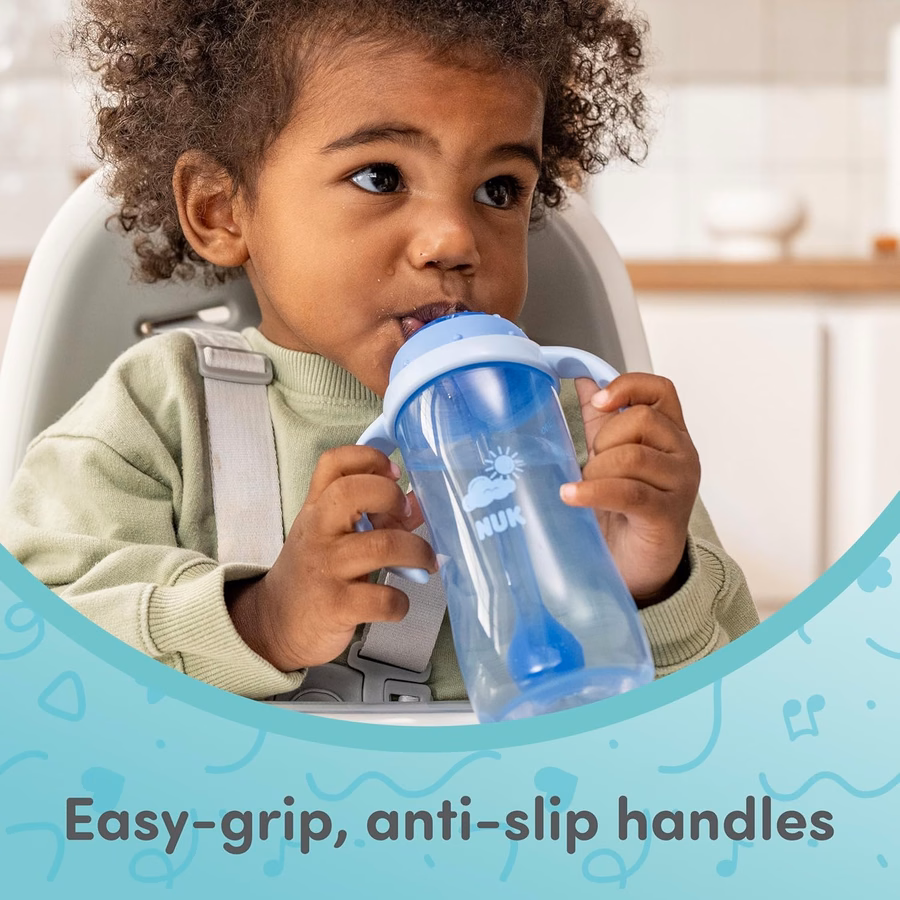NUK First Choice Ms. Rachel Trinklernbecher mit Strohhalm, 295 ml, auslaufsicher, 2er-Pack: Baby