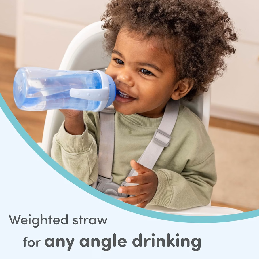 NUK First Choice Moana Trinklernbecher, 295 ml, Trinklernbecher mit Griffen, auslaufsicher, weicher Strohhalm, 2er-Pack: Baby