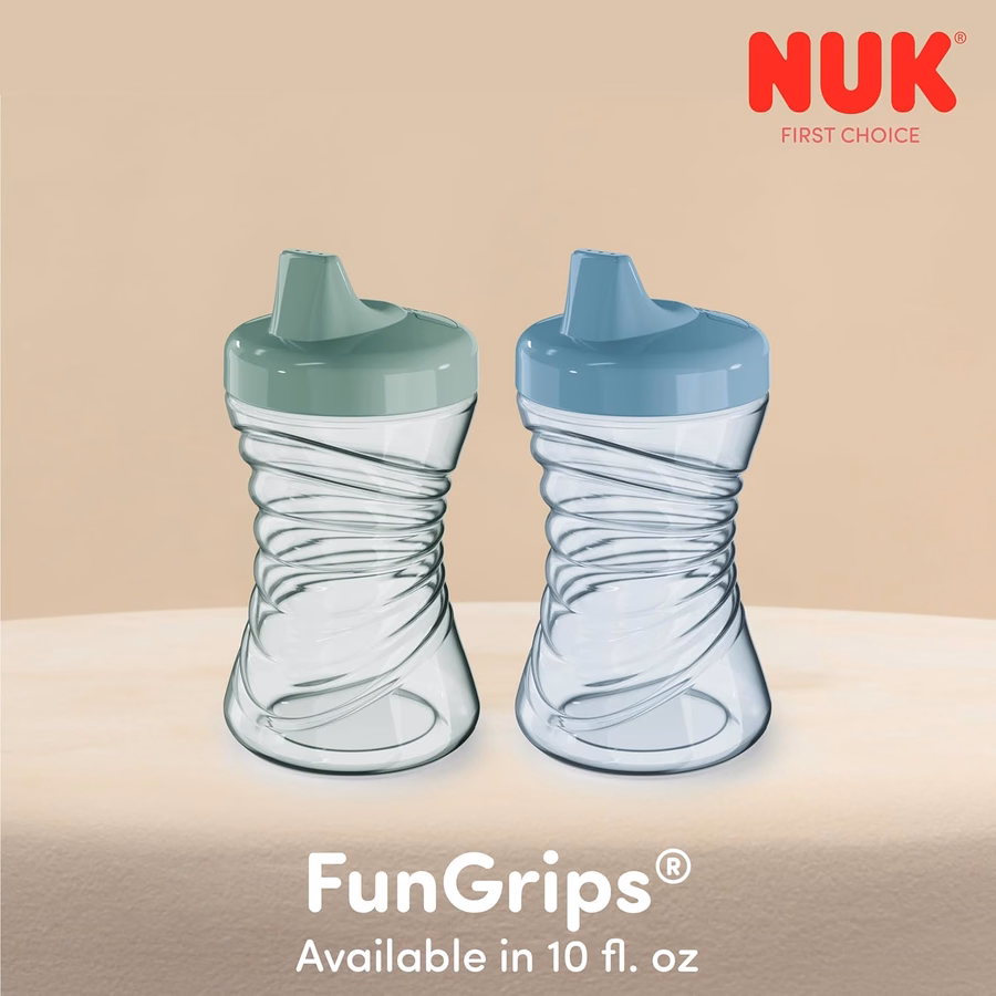 NUK First Choice Fun Grips Trinkbecher mit Strohhalm 2.0, 295 ml, auslaufsicherer Trinkbecher mit Griffen, 3er-Pack: Baby